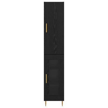 Highboard 2 stk. Schwarz Eichen-Optik 34,5 x 34 x 180 cm