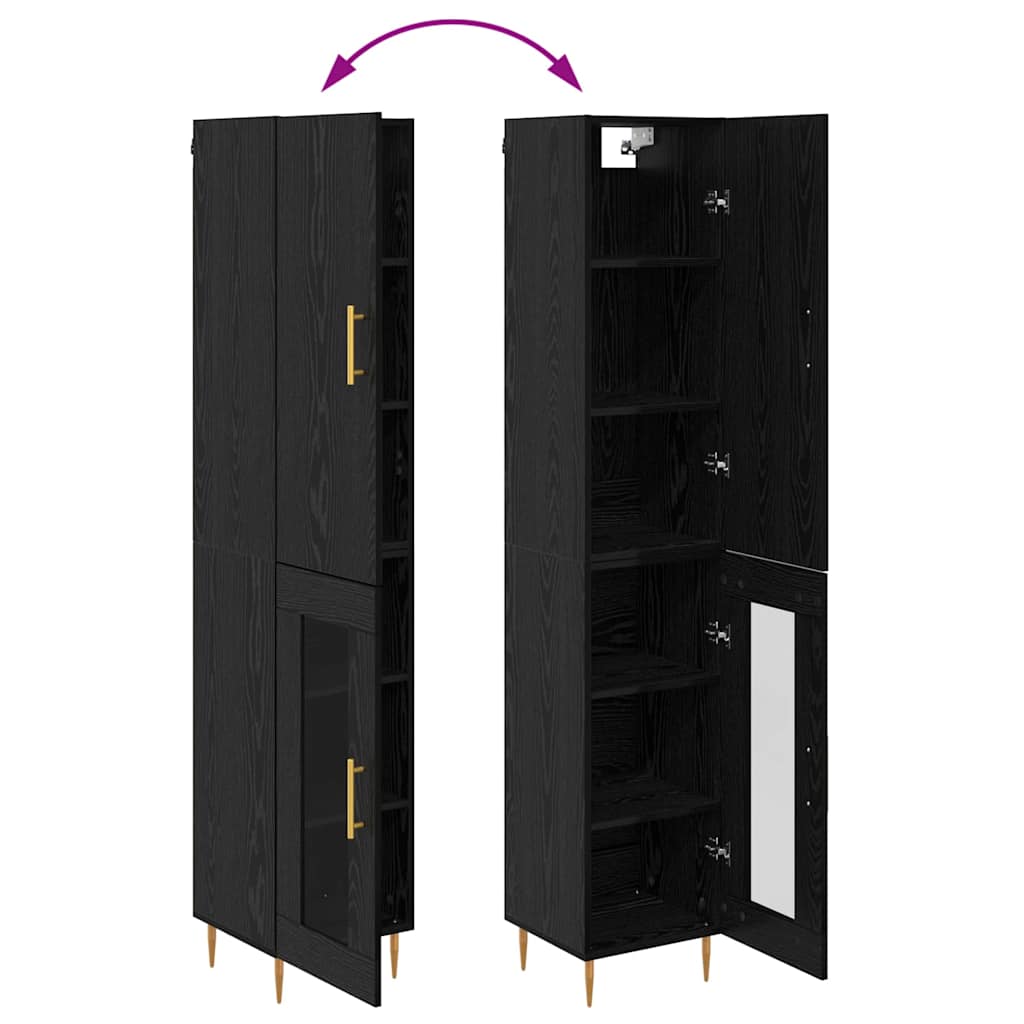Highboard 2 pcs Schwarz Eichen-Optik Holzwerkstoff