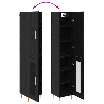 Highboard 2 stk. Schwarz Eichen-Optik 34,5 x 34 x 180 cm