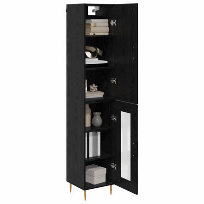 Highboard 2 stk. Schwarz Eichen-Optik 34,5 x 34 x 180 cm