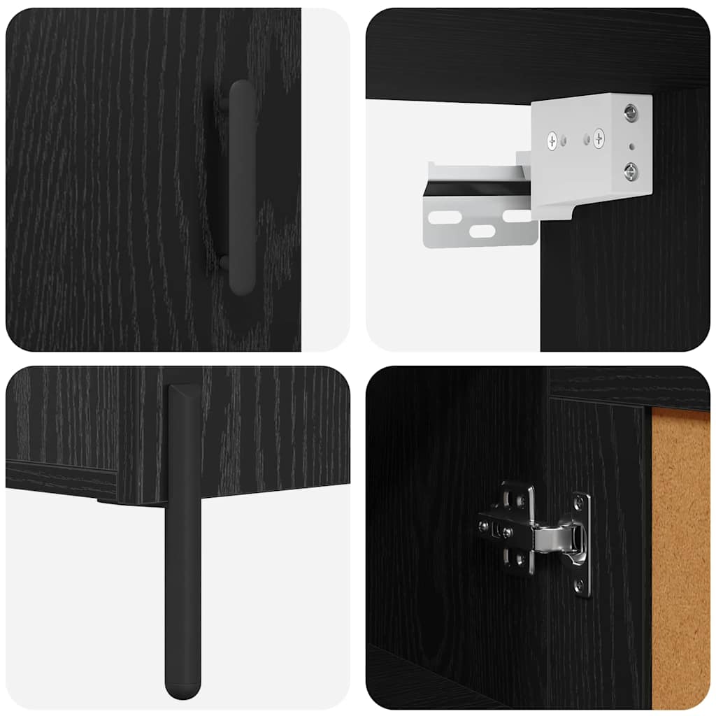 Highboard 2 Stk. Schwarz Eichen-Optik 69,5 x 34 x 180 cm