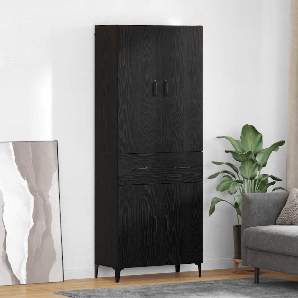 Highboard Schwarz Eichen-Optik 69,5 x 34 x 180 cm Holzwerkstoff