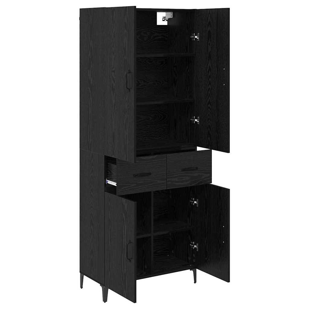 Highboard Schwarz Eichen-Optik 69,5 x 34 x 180 cm Holzwerkstoff