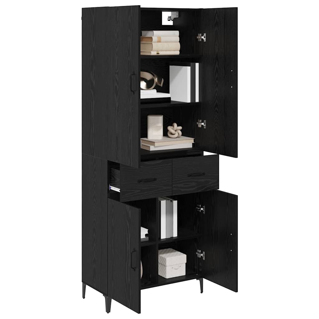 Highboard Schwarz Eichen-Optik 69,5 x 34 x 180 cm Holzwerkstoff