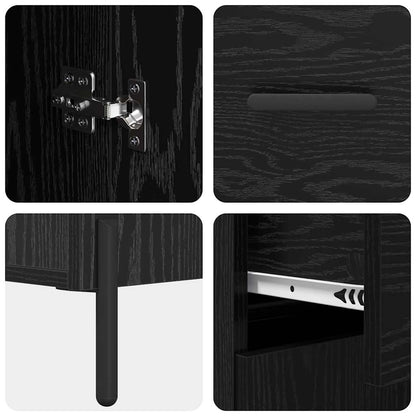 Highboard 2 Stk. Schwarz Eichen-Optik 69,5 x 34 x 180 cm