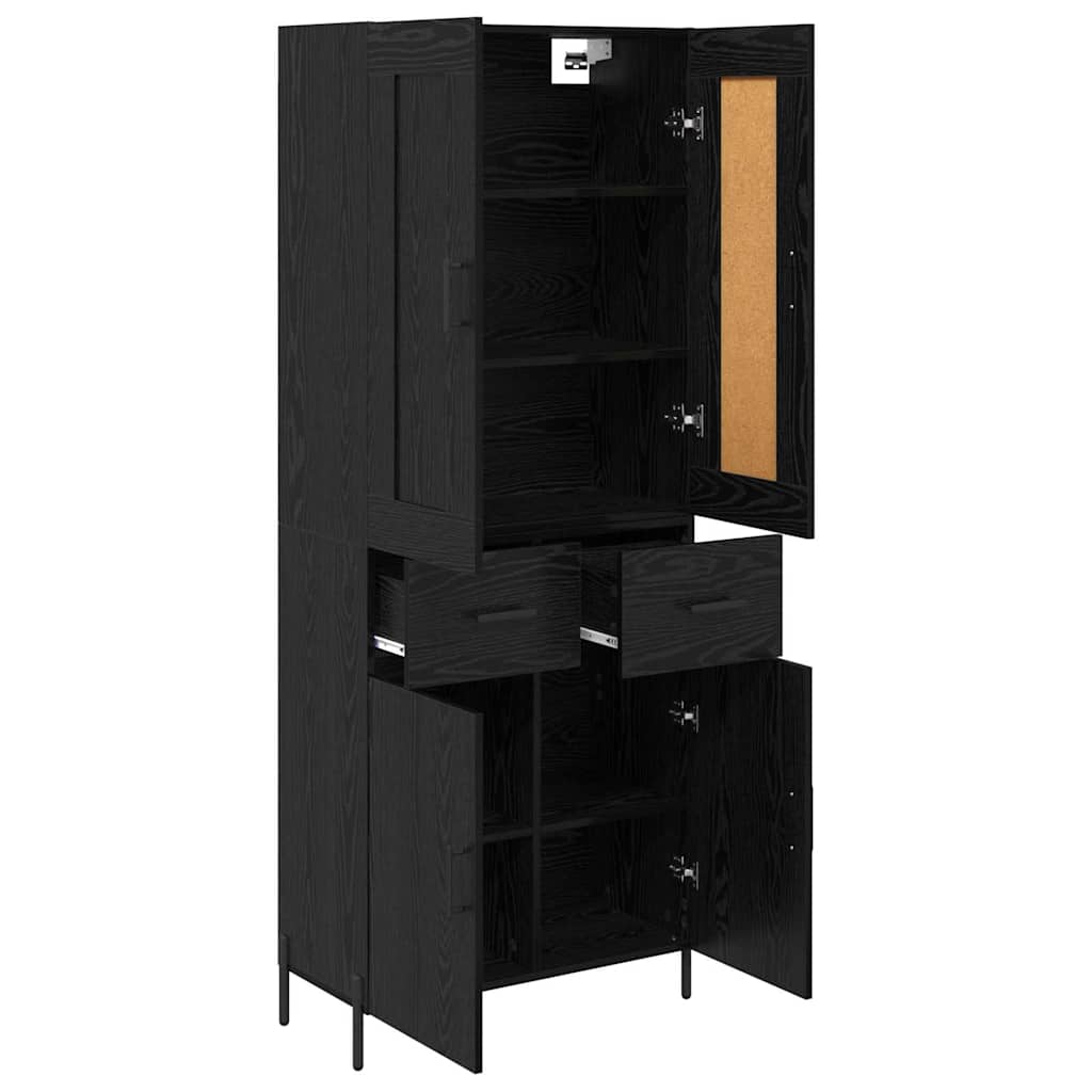 Highboard 2 pcs Schwarz Eichen-Optik Holzwerkstoff