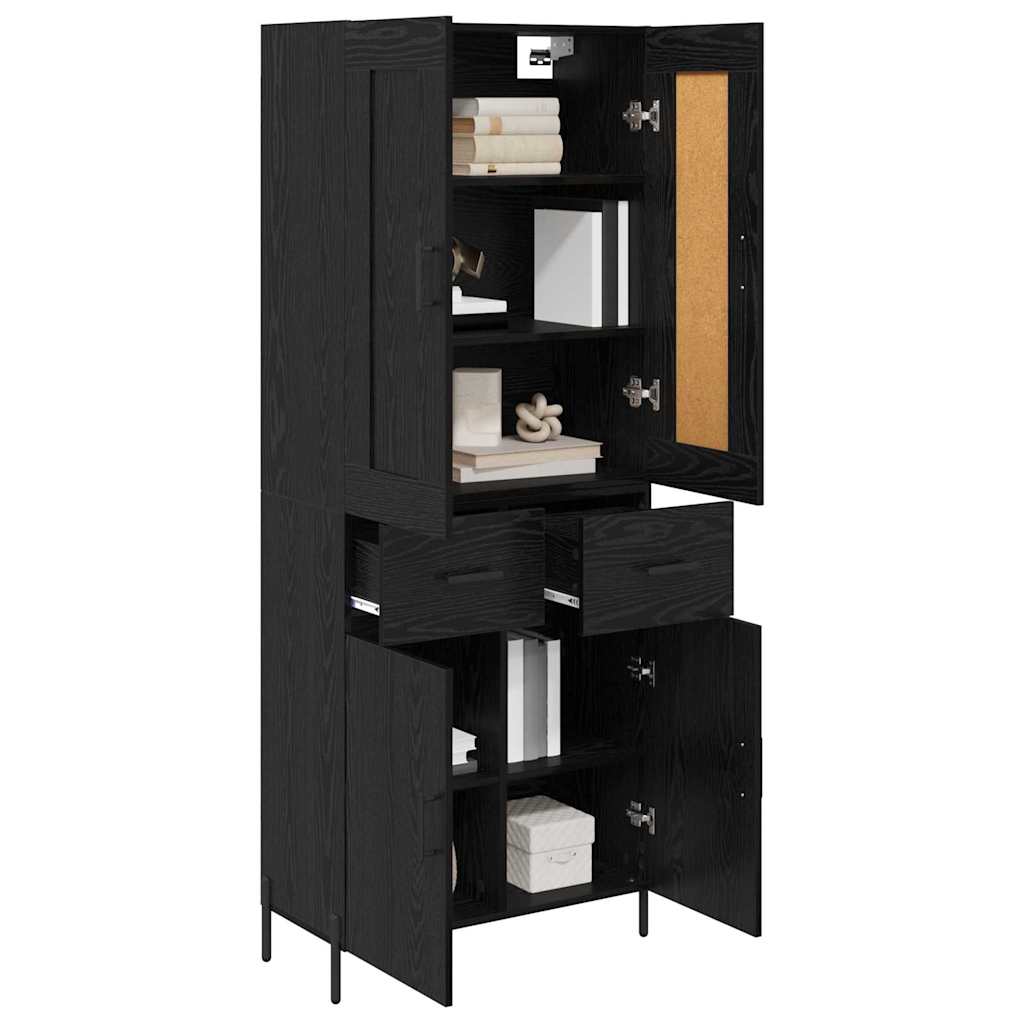 Highboard 2 pcs Schwarz Eichen-Optik Holzwerkstoff