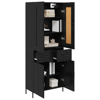 Highboard 2 Stk. Schwarz Eichen-Optik 69,5 x 34 x 180 cm
