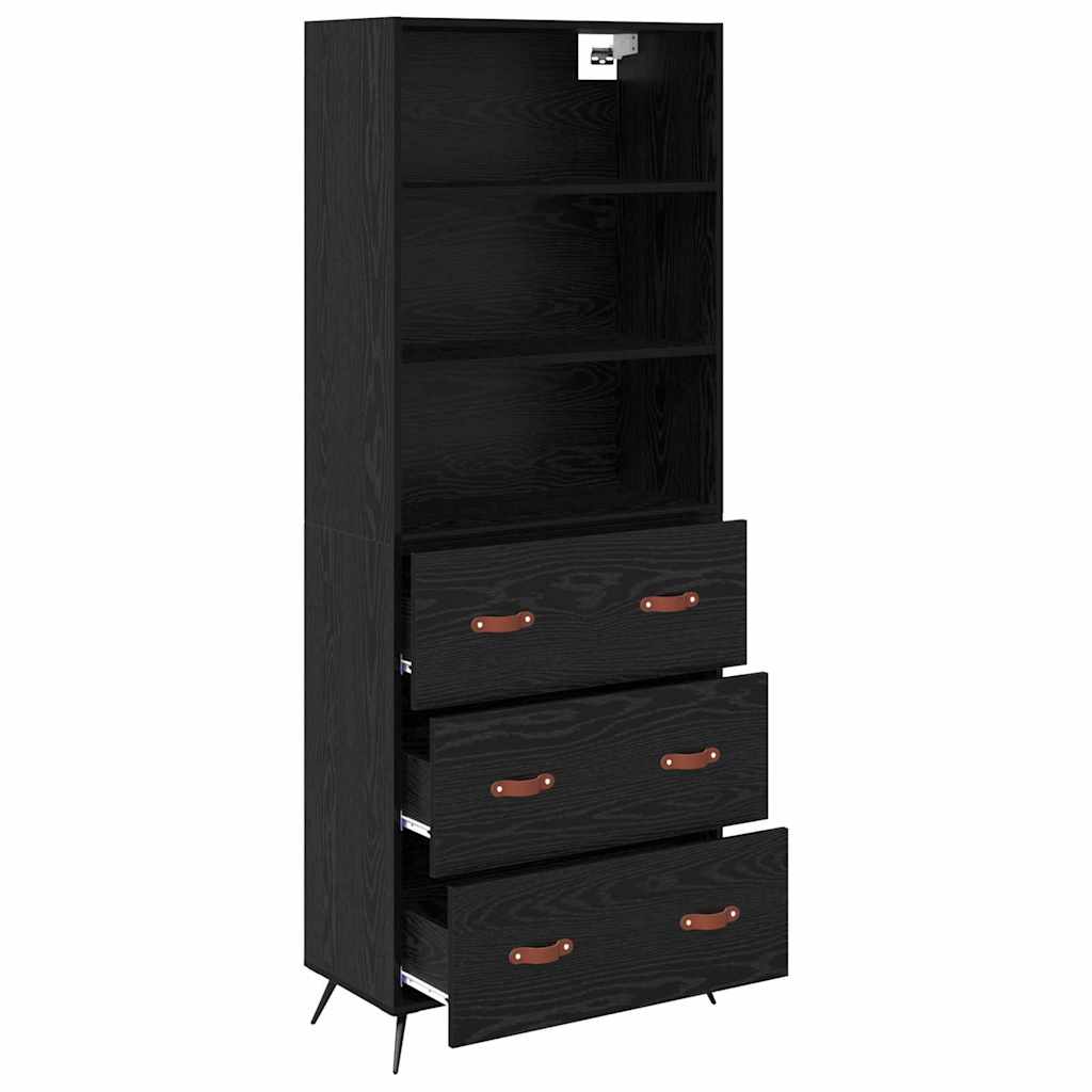 Highboard Schwarz Eichen-Optik 69,5 x 34 x 180 cm Holzwerkstoff
