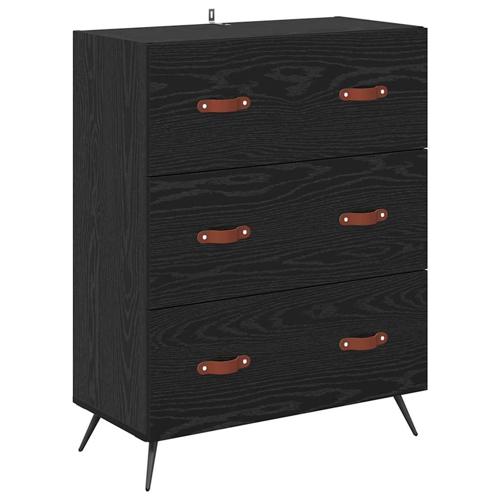 Highboard Schwarz Eichen-Optik 69,5 x 34 x 180 cm Holzwerkstoff