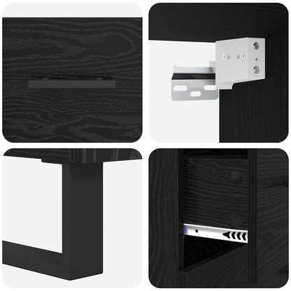 Highboard 2 stk. Schwarz Eichen-Optik 69,5 x 34 x 180 cm