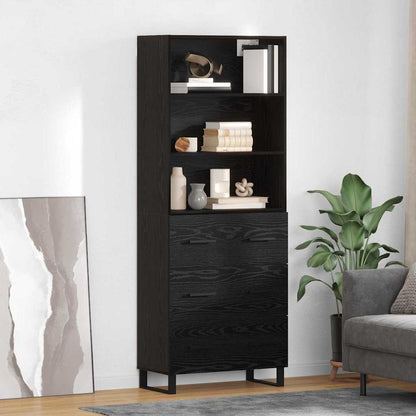 Highboard 2 stk. Schwarz Eichen-Optik 69,5 x 34 x 180 cm
