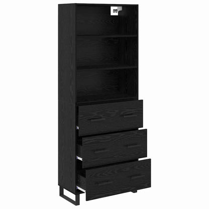 Highboard 2 stk. Schwarz Eichen-Optik 69,5 x 34 x 180 cm