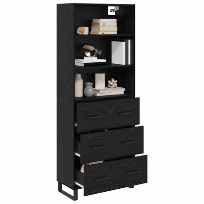 Highboard 2 stk. Schwarz Eichen-Optik 69,5 x 34 x 180 cm