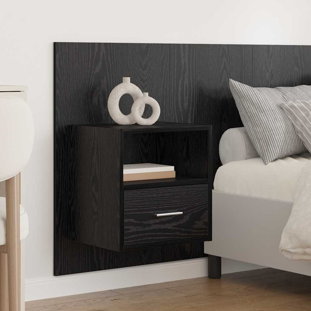 Kopfteil mit Schrank 3 pcs Schwarz Eichen-Optik Holzwerkstoff