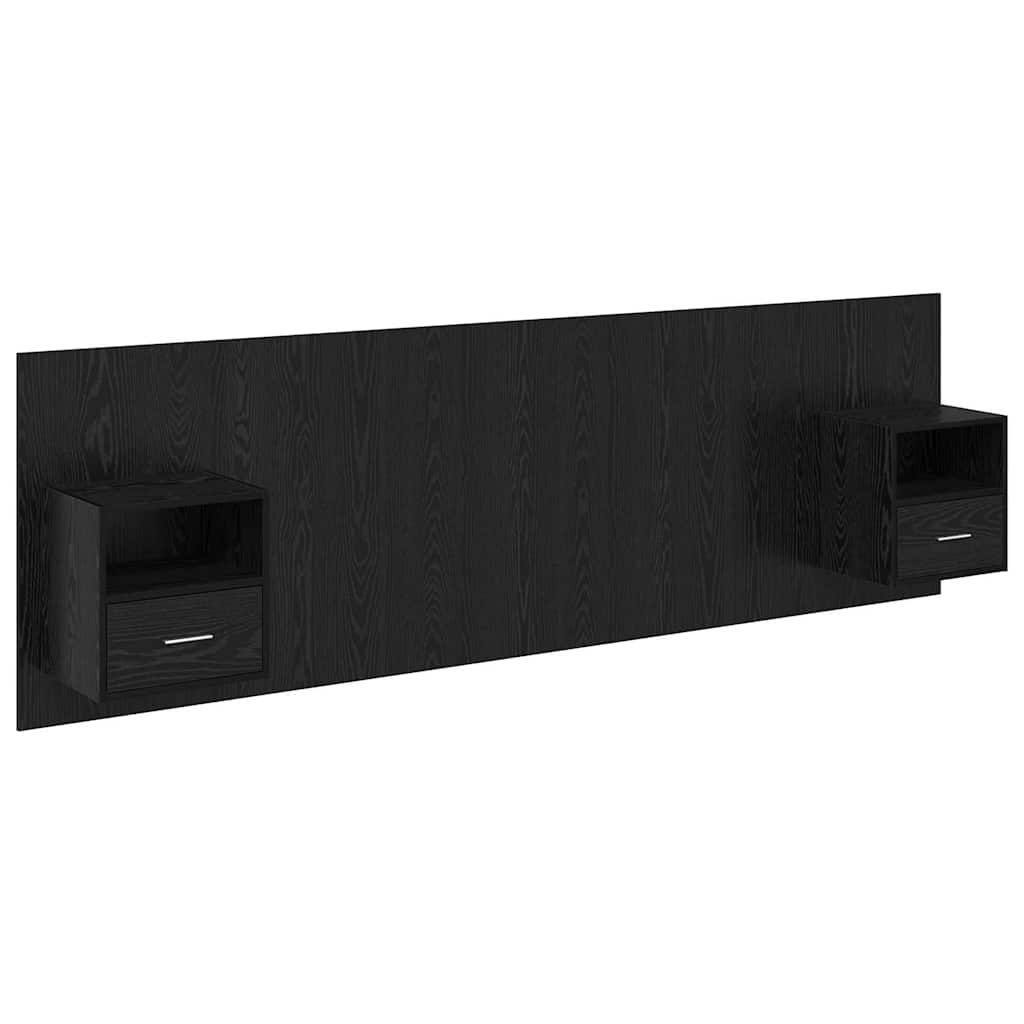 Kopfteil mit Schrank 3 pcs Schwarz Eichen-Optik Holzwerkstoff