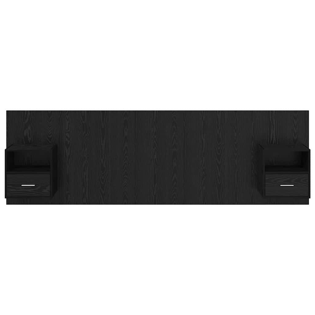 Kopfteil mit Schrank 3 pcs Schwarz Eichen-Optik Holzwerkstoff