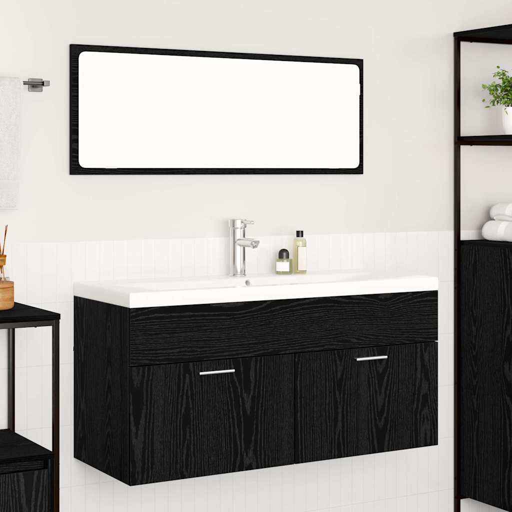 Badezimmerschrank Schwarz Eichen-Optik 100 x 38,5 x 46 cm