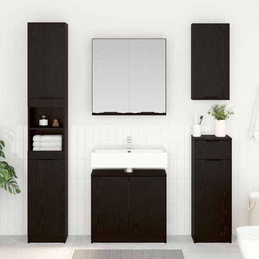 Badezimmerschrank-Set 2 stk. Schwarz Eichen-Optik