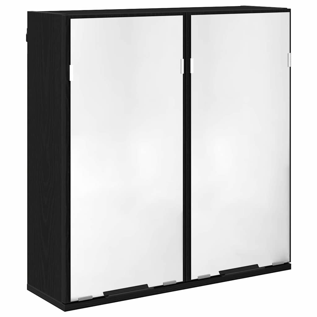 Badezimmerschrank-Set 2 pcs Schwarz Eichen-Optik Holzwerkstoff