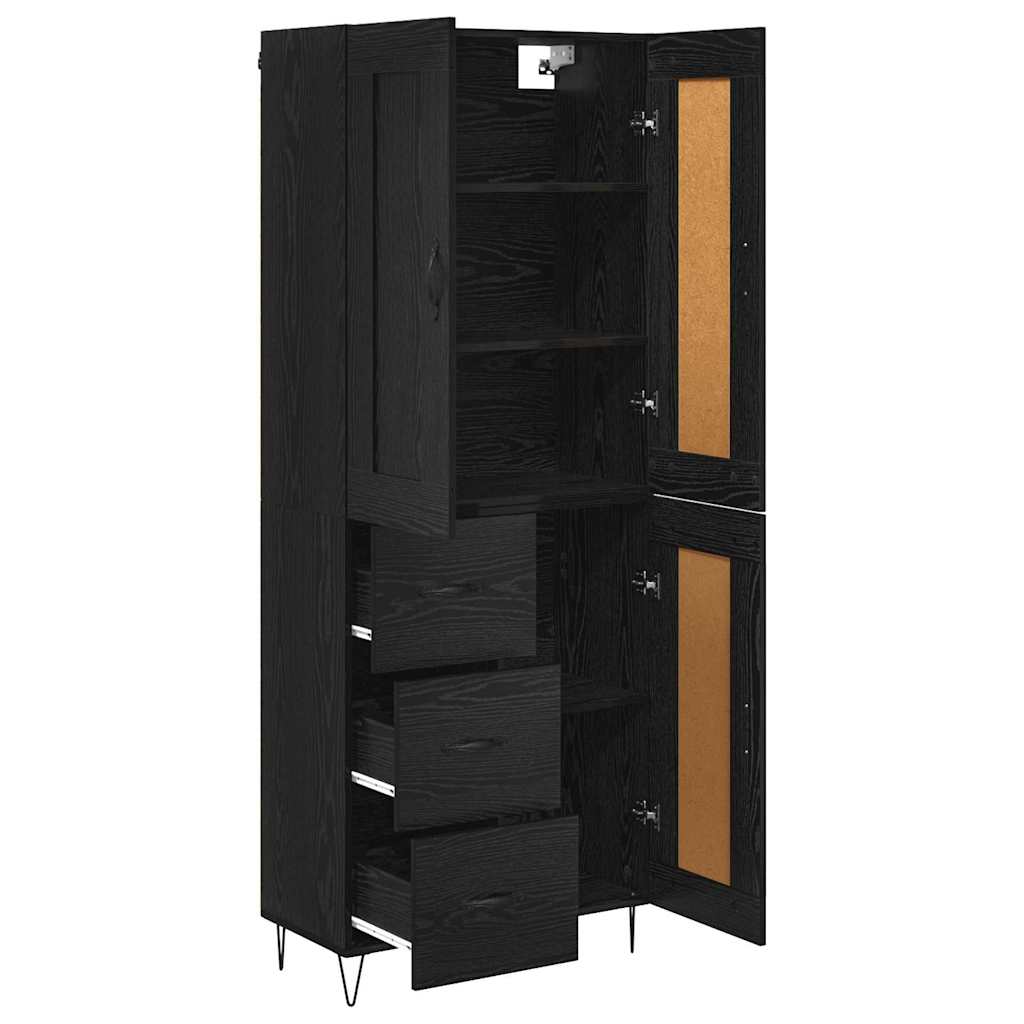 Highboard Schwarz Eichen-Optik 69,5 x 34 x 180 cm Holzwerkstoff