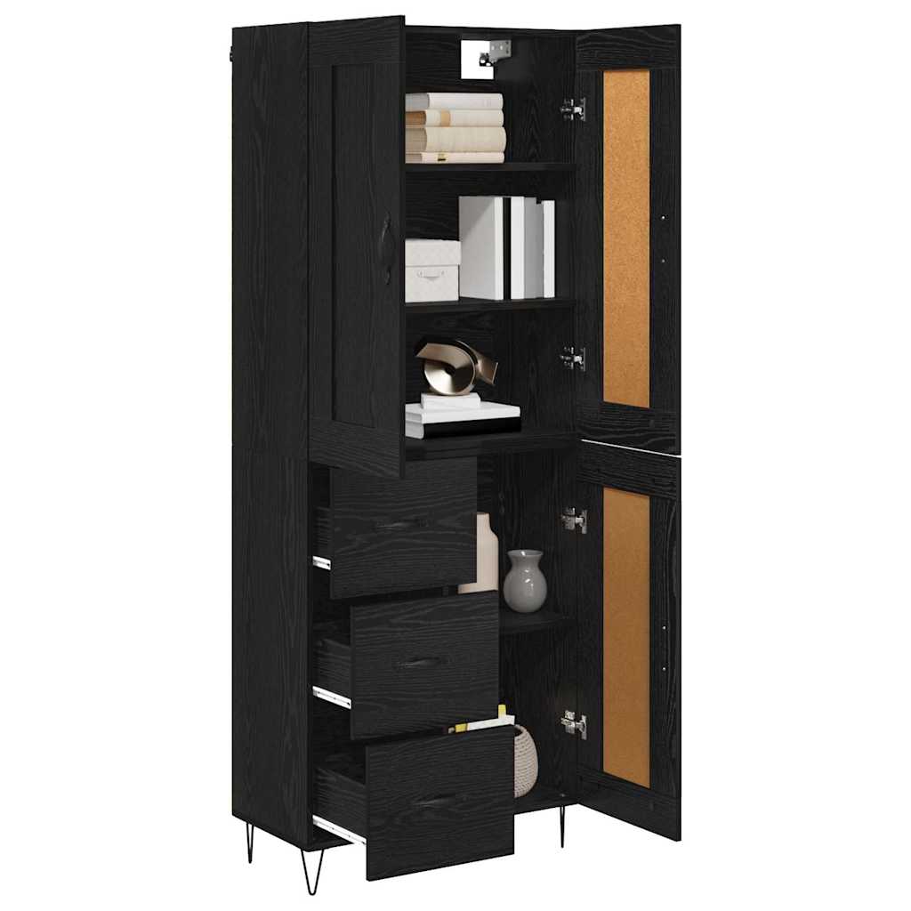 Highboard Schwarz Eichen-Optik 69,5 x 34 x 180 cm Holzwerkstoff