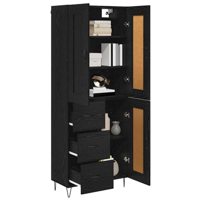 Highboard Schwarz Eichen-Optik 69,5 x 34 x 180 cm Holzwerkstoff