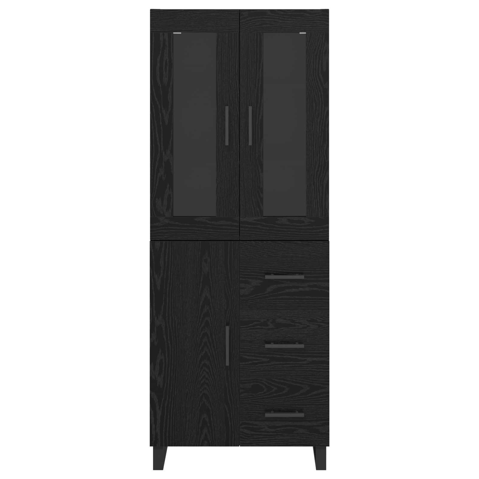 Highboard 2 pcs Schwarz Eichen-Optik Engineered Wood und Glas