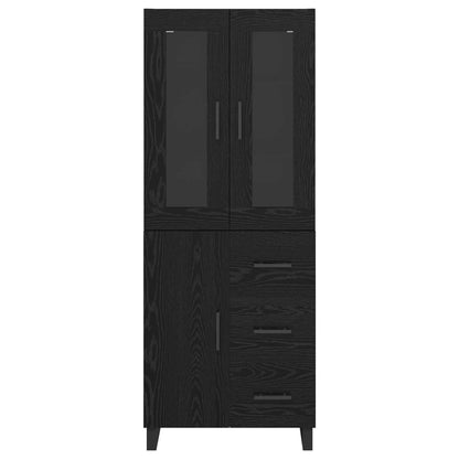Highboard 2 stk. Schwarz Eichen-Optik 69,5 x 34 x 180 cm
