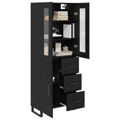 Highboard 2 stk. Schwarz Eichen-Optik 69,5 x 34 x 180 cm