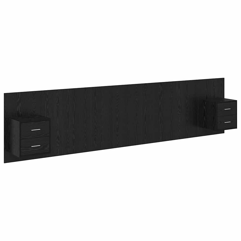 Kopfteil mit Schrank 3 pcs Schwarz Eichen-Optik Holzwerkstoff