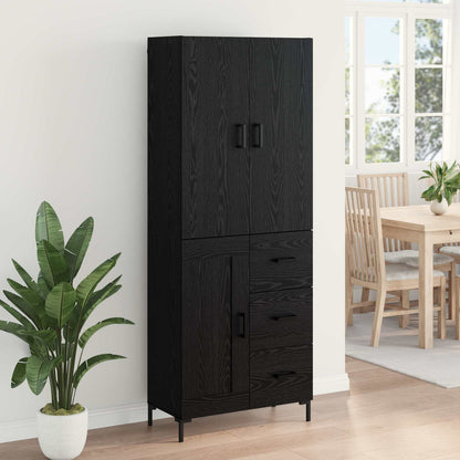 Highboard Schwarz Eichen-Optik 69,5 x 34 x 180 cm Holzwerkstoff