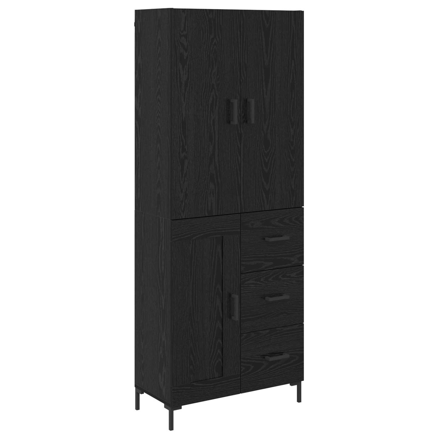 Highboard Schwarz Eichen-Optik 69,5 x 34 x 180 cm Holzwerkstoff