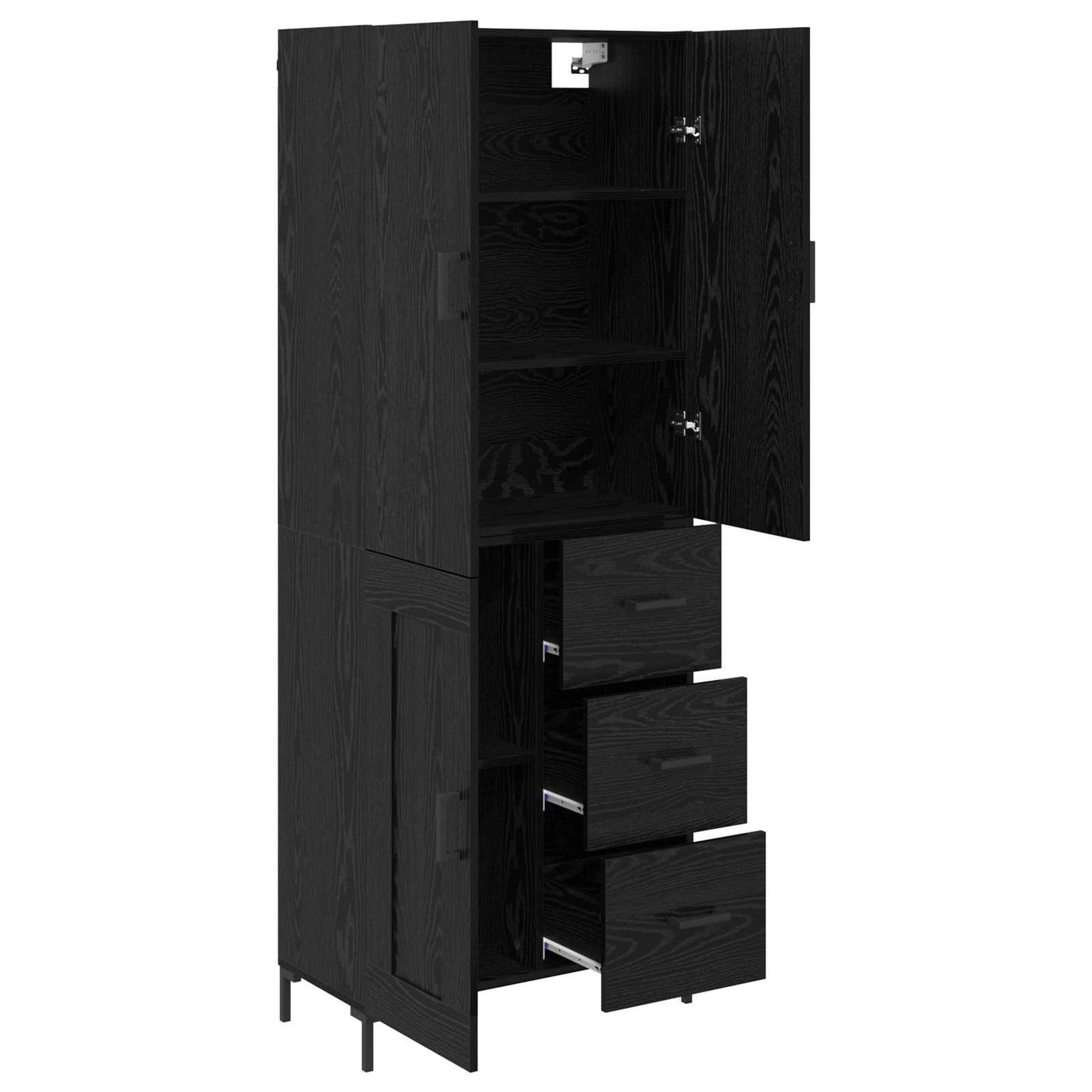 Highboard Schwarz Eichen-Optik 69,5 x 34 x 180 cm Holzwerkstoff