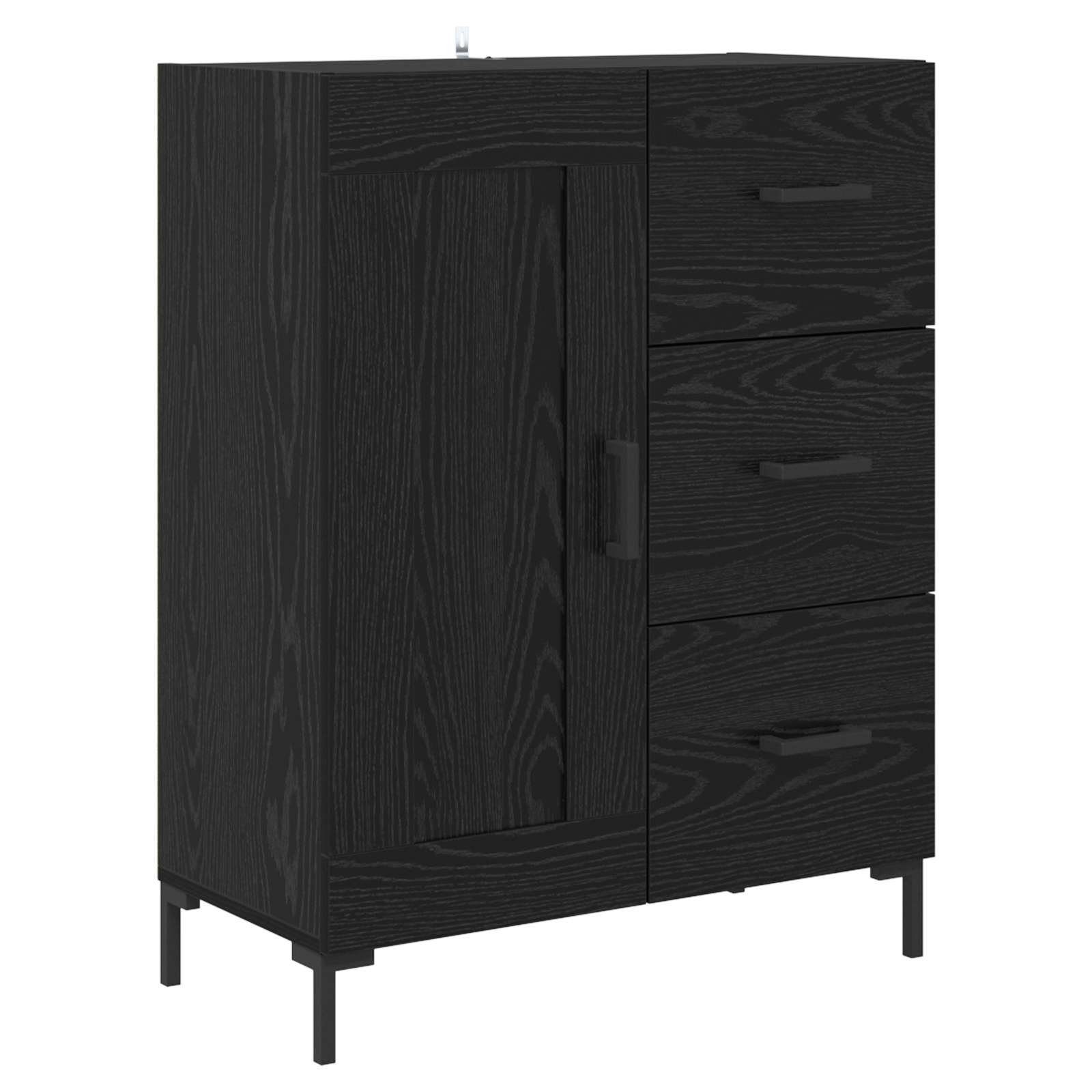 Highboard Schwarz Eichen-Optik 69,5 x 34 x 180 cm Holzwerkstoff