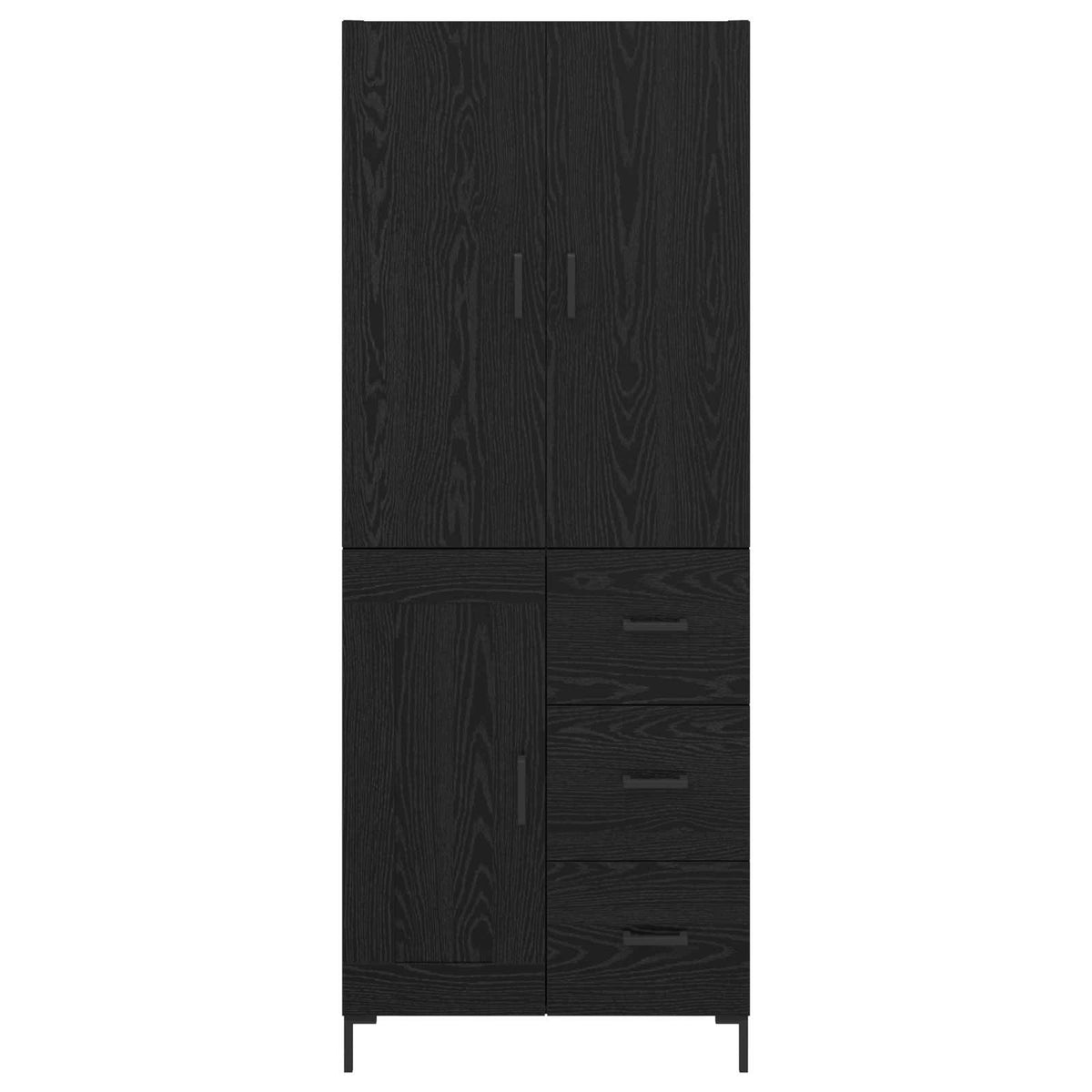 Highboard Schwarz Eichen-Optik 69,5 x 34 x 180 cm Holzwerkstoff