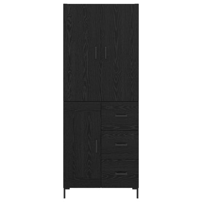 Highboard Schwarz Eichen-Optik 69,5 x 34 x 180 cm Holzwerkstoff