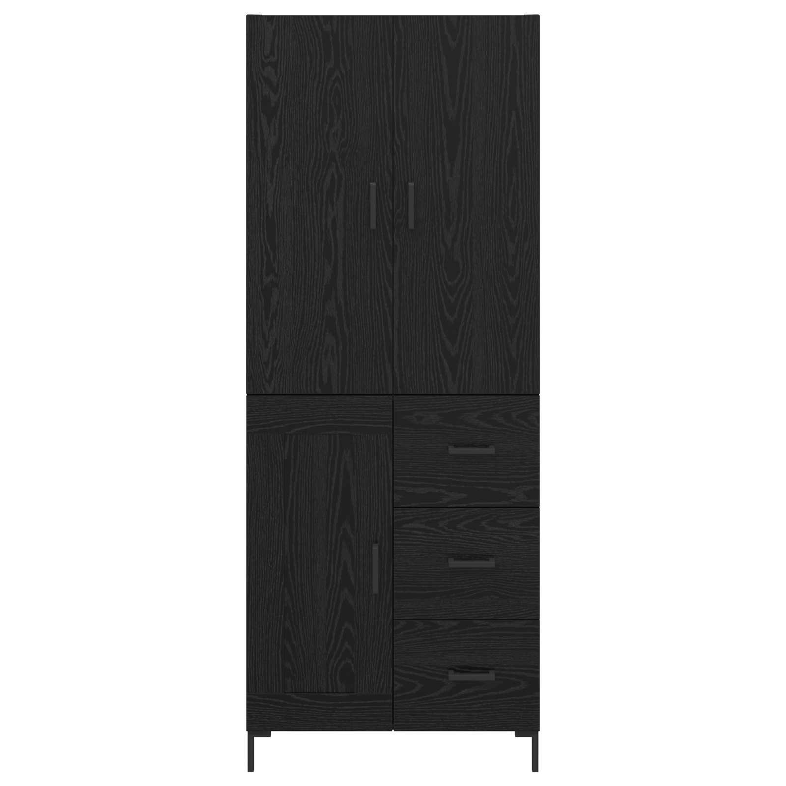 Highboard Schwarz Eichen-Optik 69,5 x 34 x 180 cm Holzwerkstoff