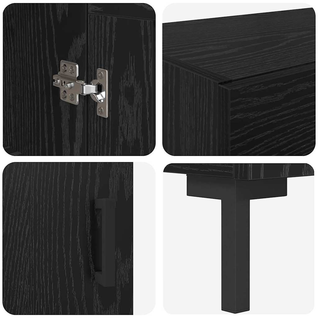 Highboard 2 stk. Schwarz Eichen-Optik 69,5 x 34 x 180 cm