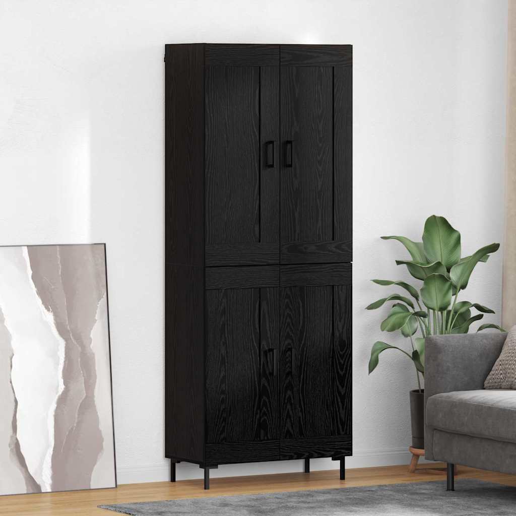 Highboard 2 stk. Schwarz Eichen-Optik 69,5 x 34 x 180 cm
