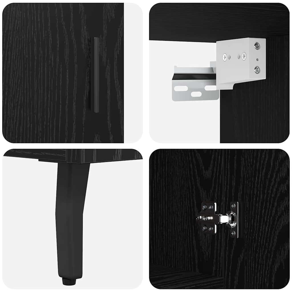Highboard 2 Stk. Schwarz Eichen-Optik 69,5 x 34 x 180 cm
