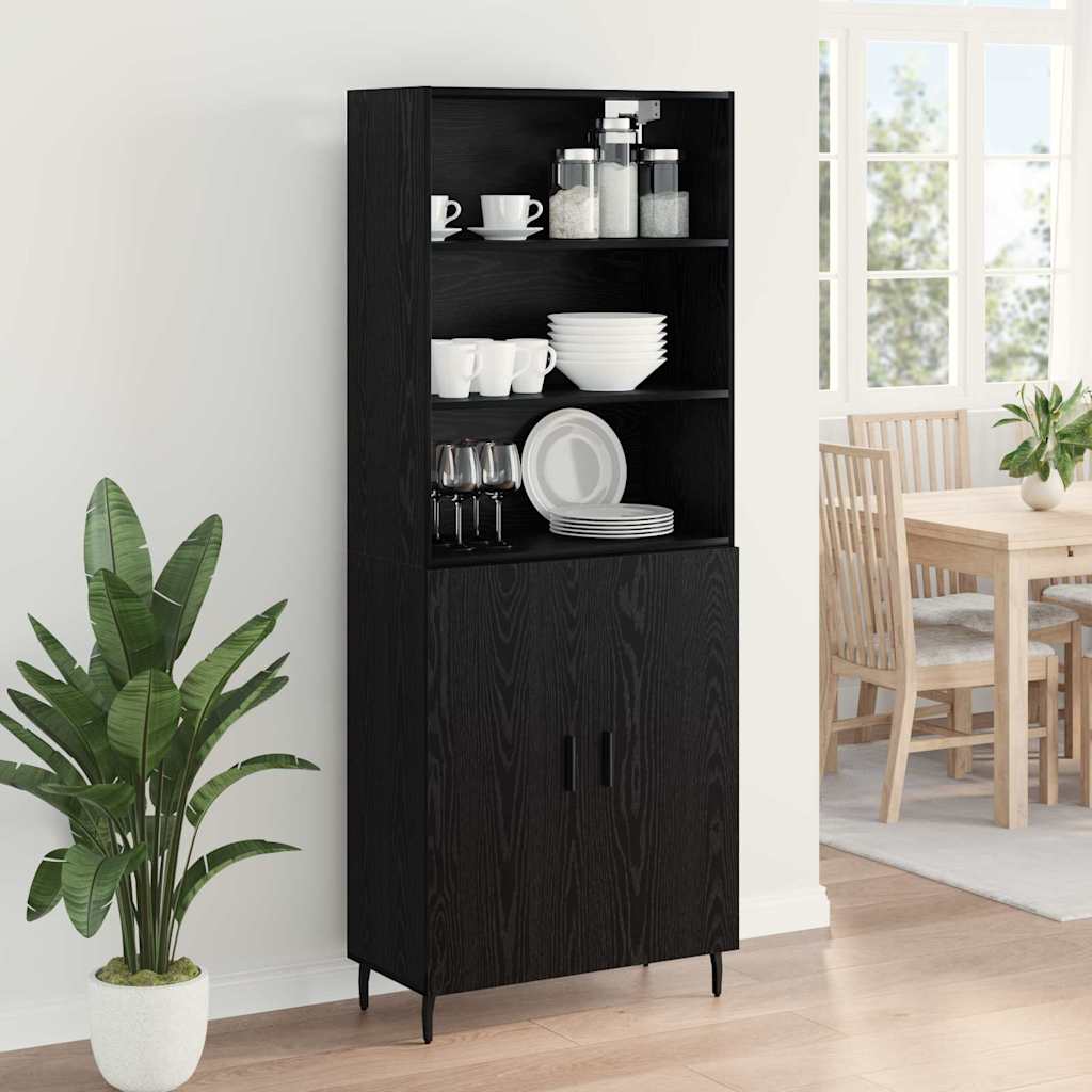 Highboard 2 Stk. Schwarz Eichen-Optik 69,5 x 34 x 180 cm