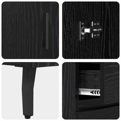 Highboard 2 Stk. Schwarz Eichen-Optik 69,5 x 34 x 180 cm