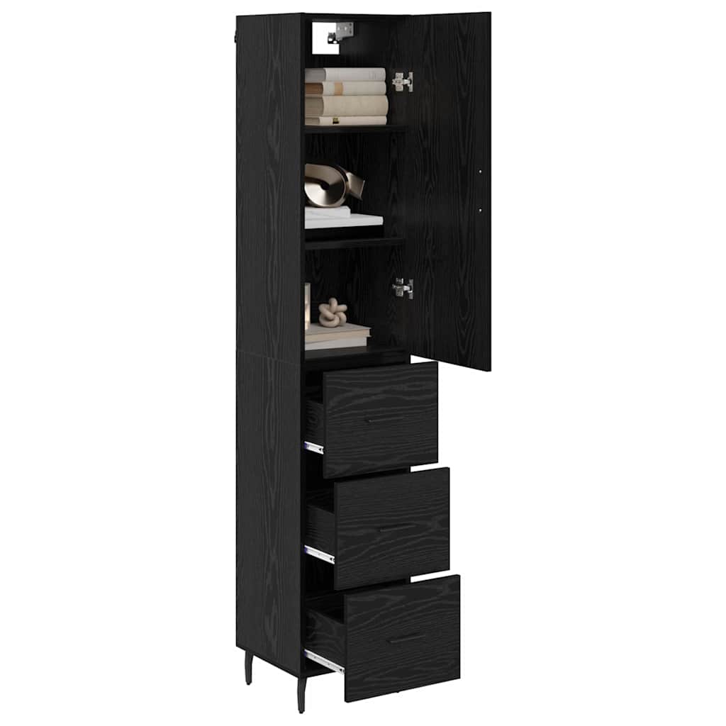 Highboard Schwarz Eichen-Optik 34,5 x 34 x 180 cm Holzwerkstoff