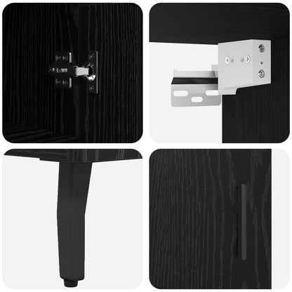 Highboard 2 stk. Schwarz Eichen-Optik 69,5 x 34 x 180 cm