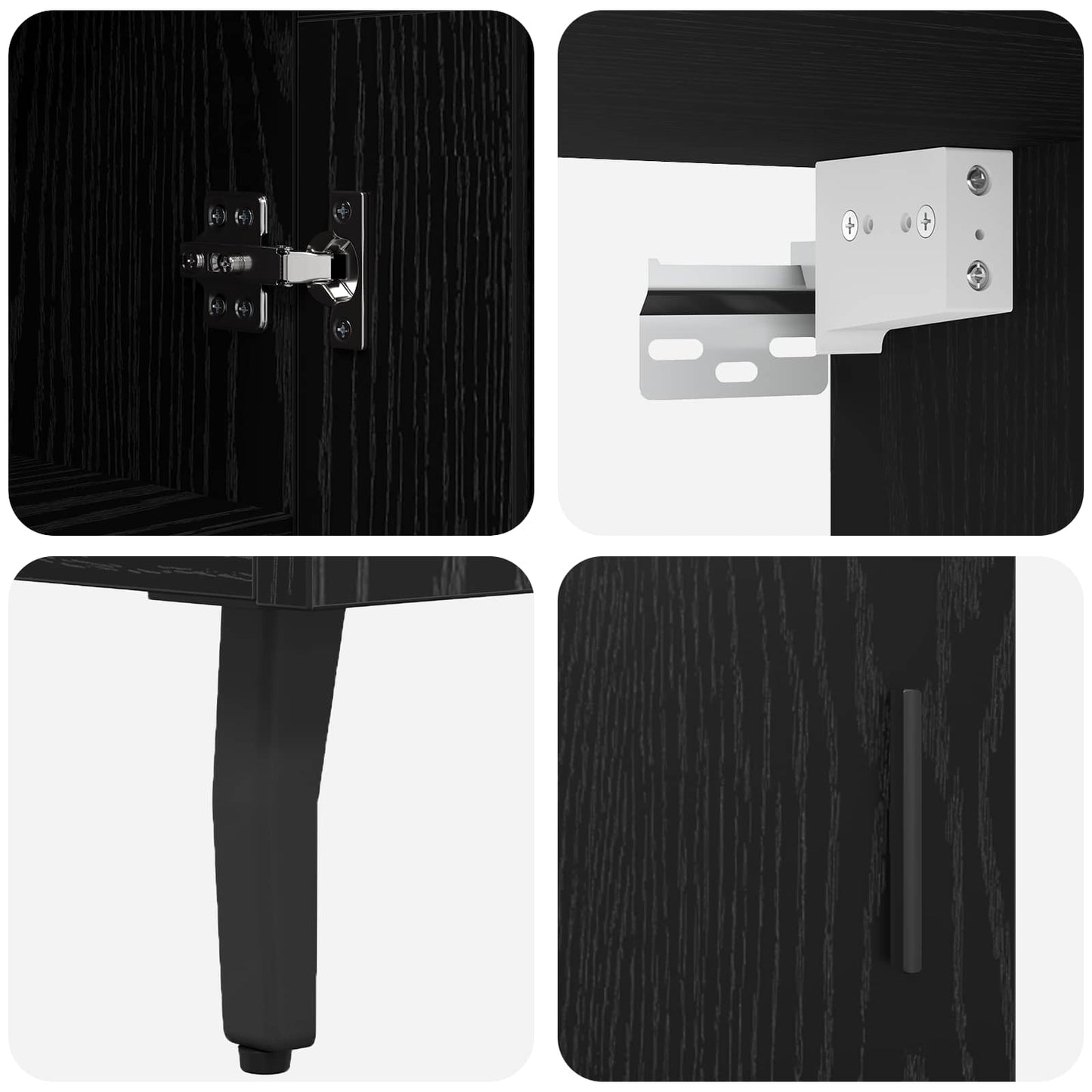 Highboard 2 stk. Schwarz Eichen-Optik 69,5 x 34 x 180 cm