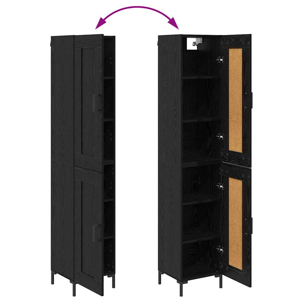 Highboard Schwarz Eichen-Optik 34,5 x 34 x 180 cm Holzwerkstoff