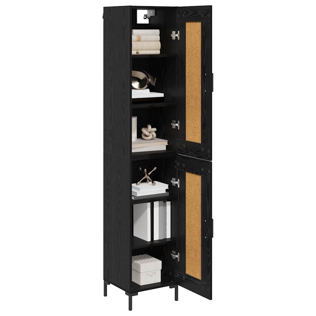 Highboard Schwarz Eichen-Optik 34,5 x 34 x 180 cm Holzwerkstoff