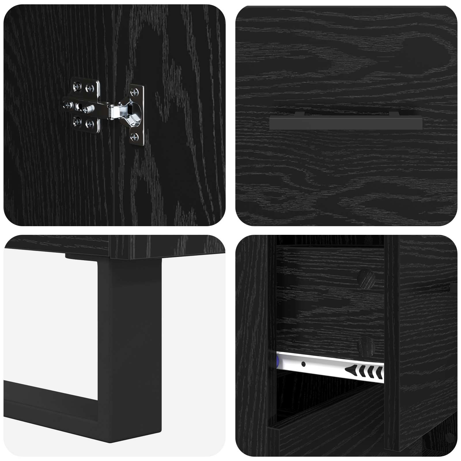 Highboard 2 stk. Schwarz Eichen-Optik 69,5 x 34 x 180 cm