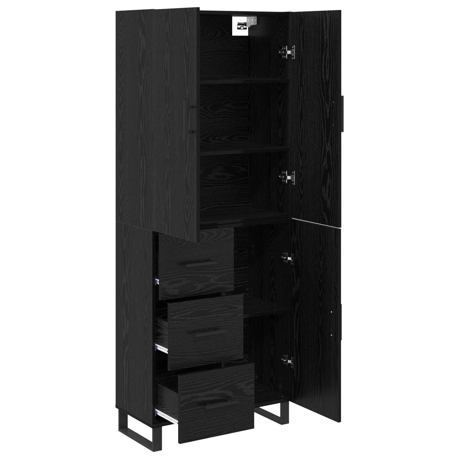 Highboard 2 stk. Schwarz Eichen-Optik 69,5 x 34 x 180 cm
